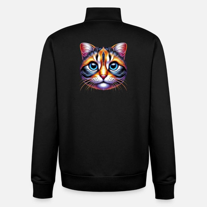 Chat - Sweat zippé unisexe en coton bio Stanley/Stella - noir