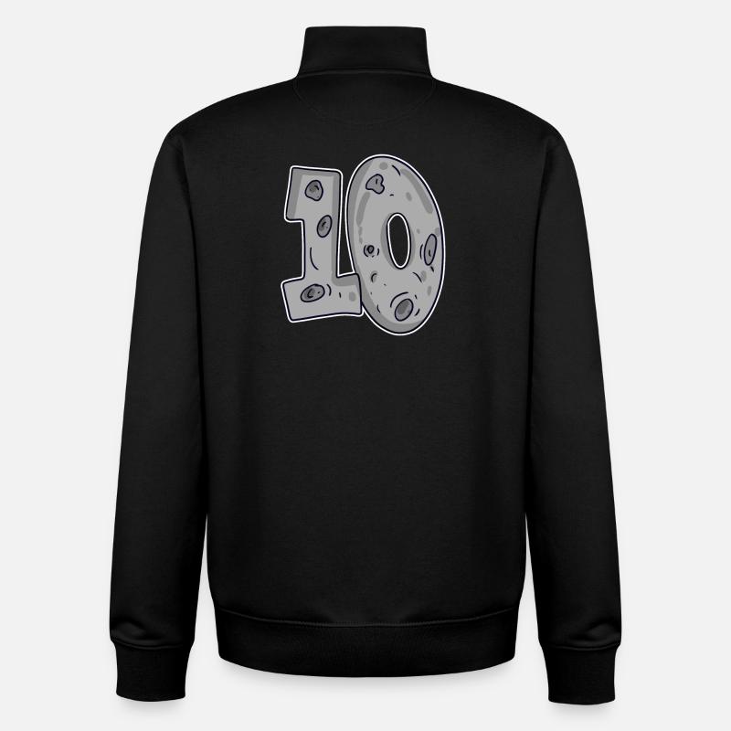 Lune Dix 10 Numéro Numéro - Sweat zippé unisexe en coton bio Stanley/Stella - noir