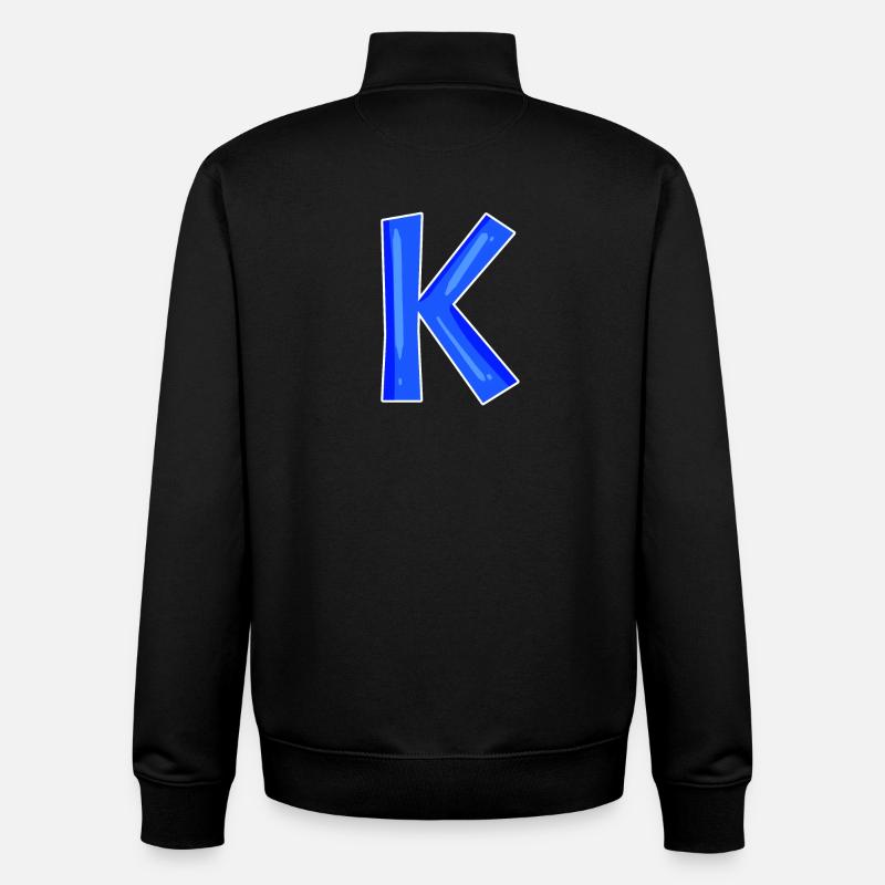 Letter K - Initial letter K - Unisex Organic Zip Sweatshirt by Stanley/Stella - black