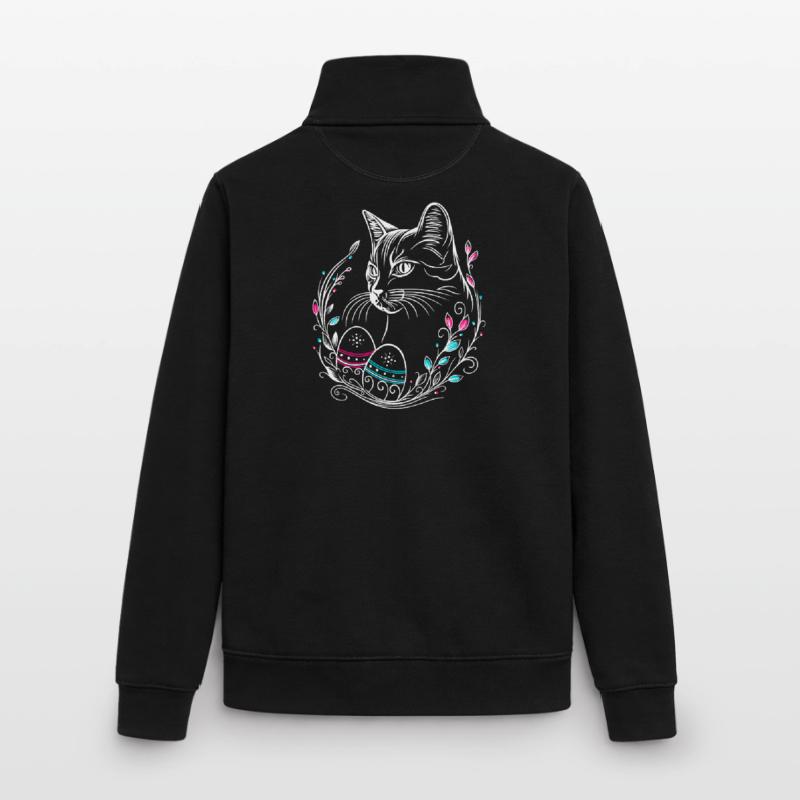Cat Easter Easter Eggs Easter Cat Unisex Organic Zip Sweatshirt by Stanley/Stella