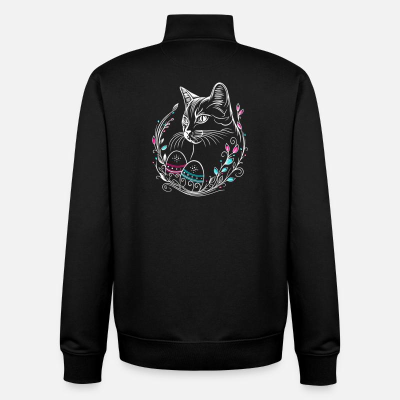 Katze Ostern Ostereier Easter Cat - Unisex Organic Zip Sweatshirt von Stanley/Stella - Schwarz