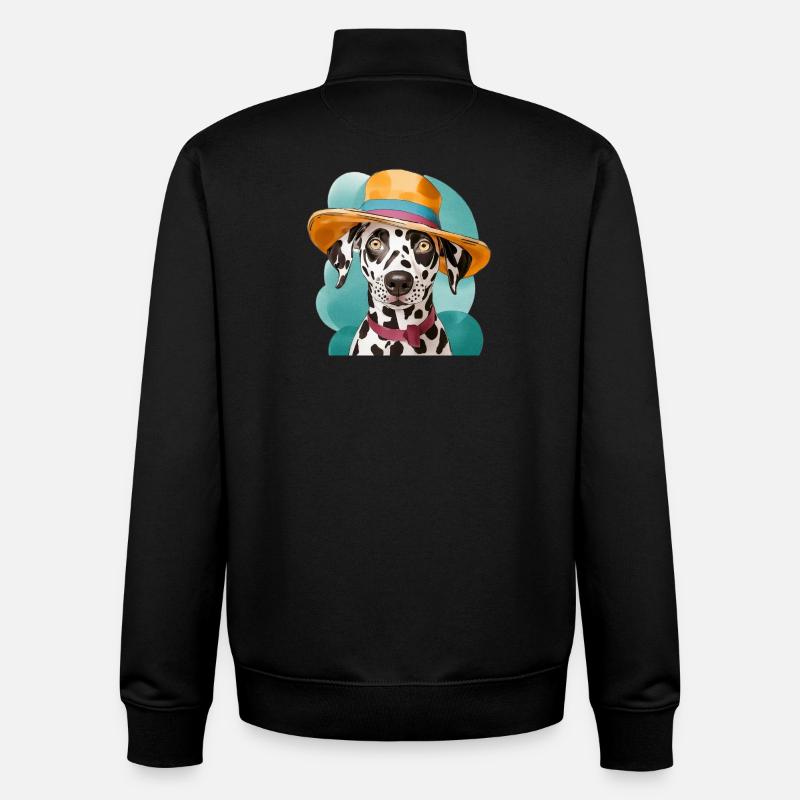 Drôle de dalmatien avec chapeau - Sweat zippé unisexe en coton bio Stanley/Stella - noir