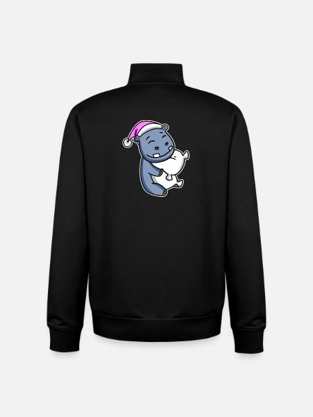 Hippopotamus Tired Sleeping Sleeping Girl - Unisex Organic Zip Sweatshirt by Stanley/Stella - black
