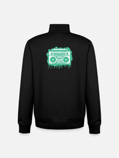 Cyan Boom Box - Unisex Organic Zip Sweatshirt by Stanley/Stella - black