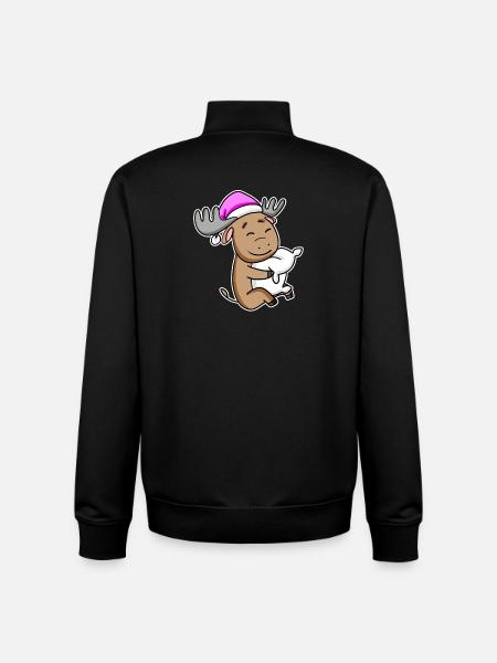 Moose Tired Sleeping Sleeping Girl - Unisex Organic Zip Sweatshirt by Stanley/Stella - black