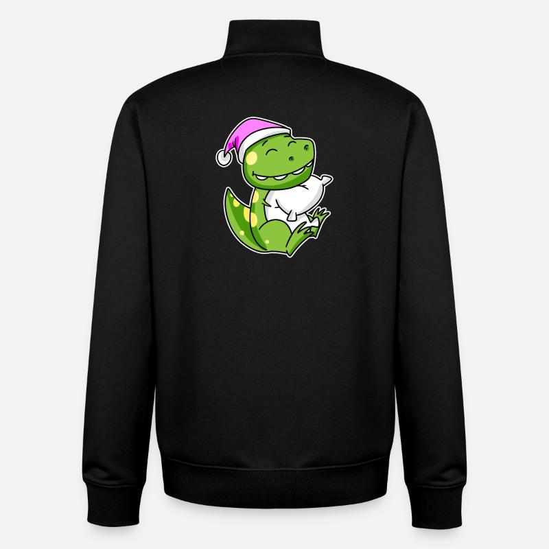 Dinosaur Tired Sleeping Sleeping Girl - Unisex Organic Zip Sweatshirt by Stanley/Stella - black