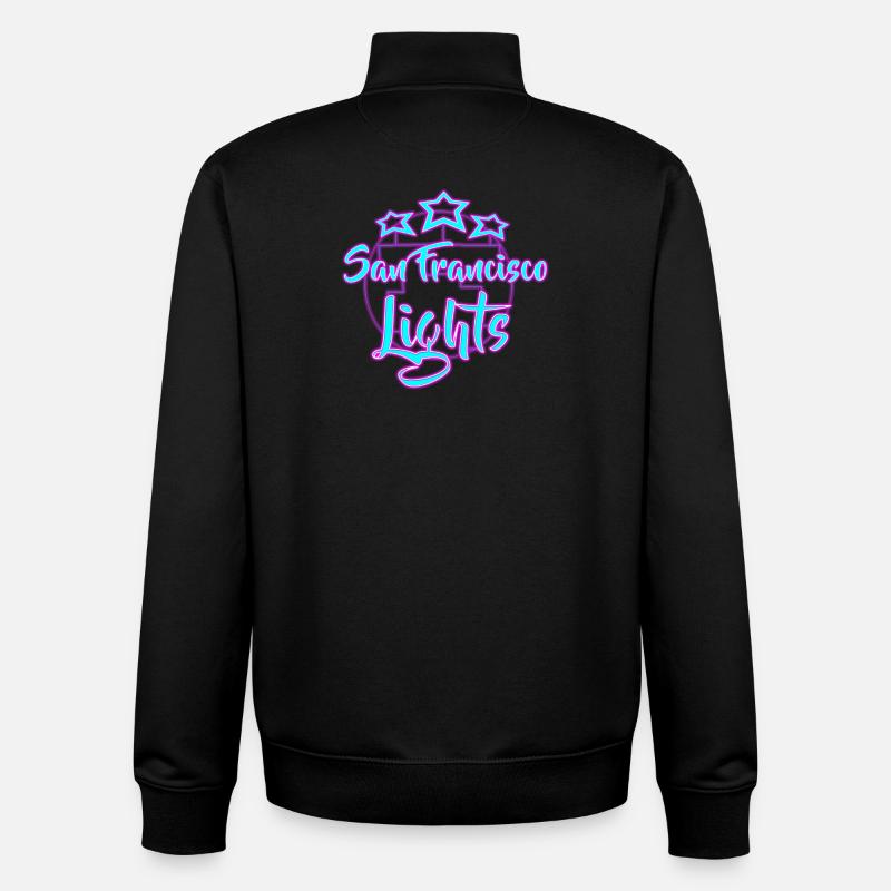 Neon San Francisco Lichter Design - Unisex Organic Zip Sweatshirt von Stanley/Stella - Schwarz