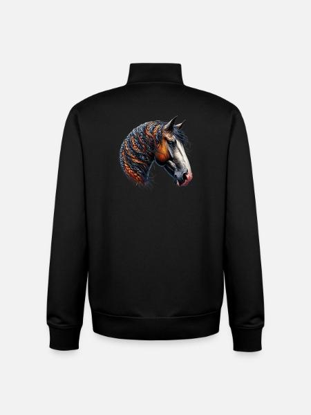 Cheval - Sweat zippé unisexe en coton bio Stanley/Stella - noir