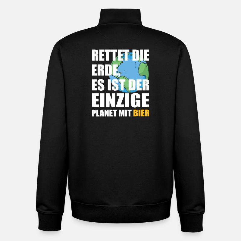Bier Planet Retten - Unisex Organic Zip Sweatshirt von Stanley/Stella - Schwarz