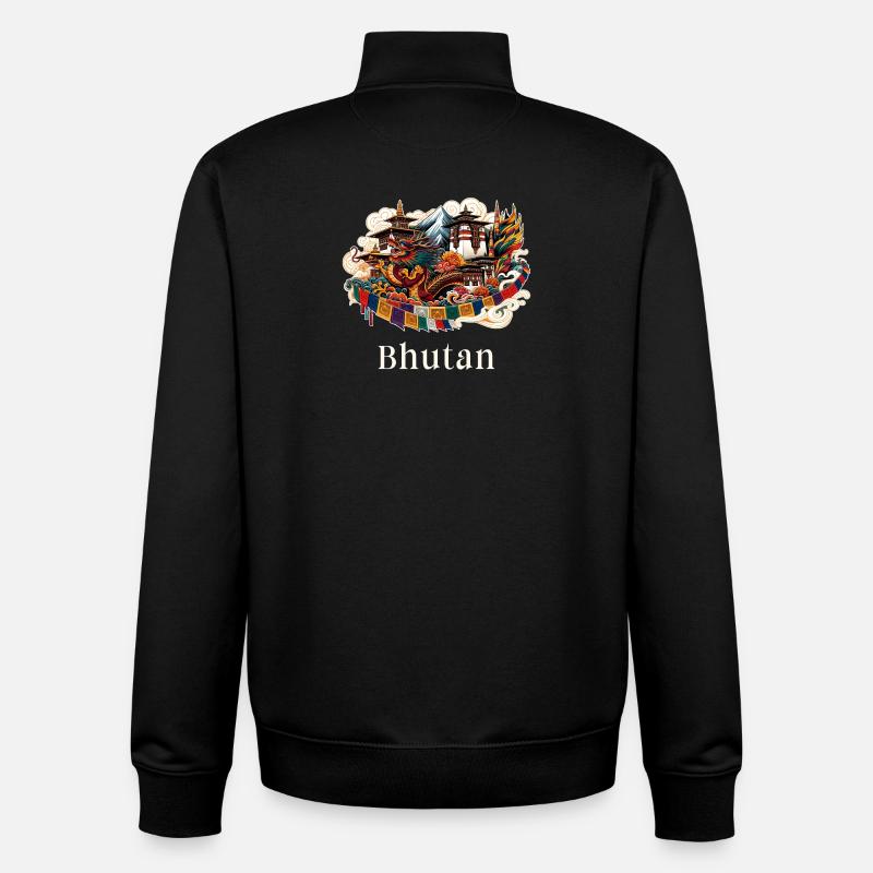 Bhutan Drache Thimphu Himalaya - Unisex Organic Zip Sweatshirt von Stanley/Stella - Schwarz