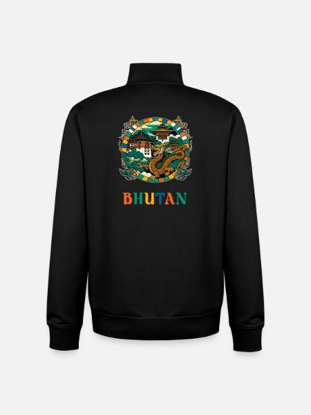Bhutan Dragon Azja Południowa Thimphu - Bluza unisex rozpinana z bawełny organicznej Stanley/Stella - czarny