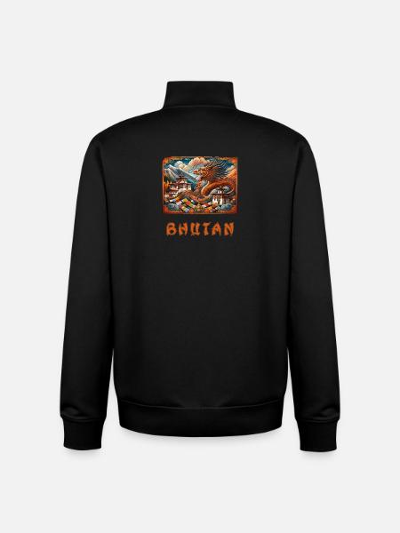 Bhutan dragon Buddha Thimphu - Unisex Organic Zip Sweatshirt by Stanley/Stella - black