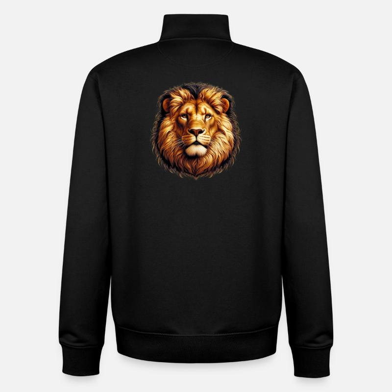 Lion - Sweat zippé unisexe en coton bio Stanley/Stella - noir