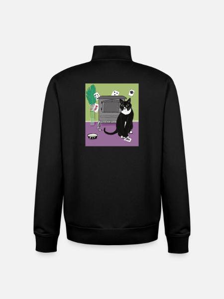 Cat Queen of Hearts. - Unisex Organic Zip Sweatshirt by Stanley/Stella - black