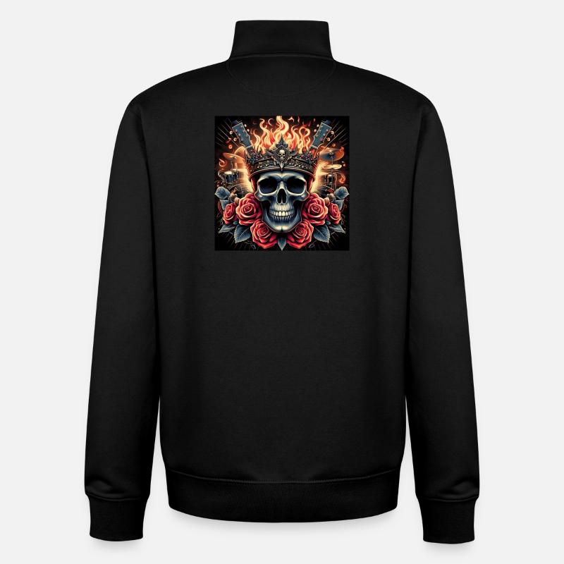 Burning Skull - Unisex Organic Zip Sweatshirt by Stanley/Stella - black