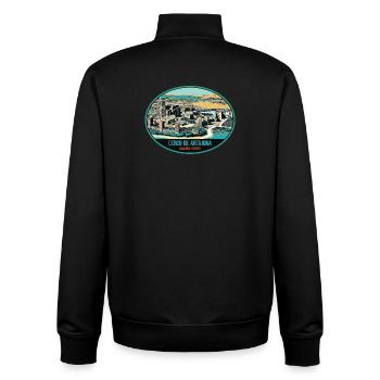 Château d'El Cerco: Éclat Navarrais, Espagne - Sweat zippé unisexe en coton bio Stanley/Stella - noir - Dos - AI Model Male 185 light (185cm)
