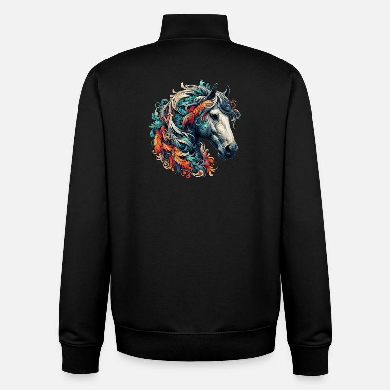 Horse - Unisex Organic Zip Sweatshirt by Stanley/Stella - black