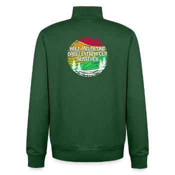 Lumberjack Woodland Wood Statement Woodwork Tree - Unisex Organic Zip Sweatshirt by Stanley/Stella - bottle green - Back - AI Model Male 185 dark (185cm)