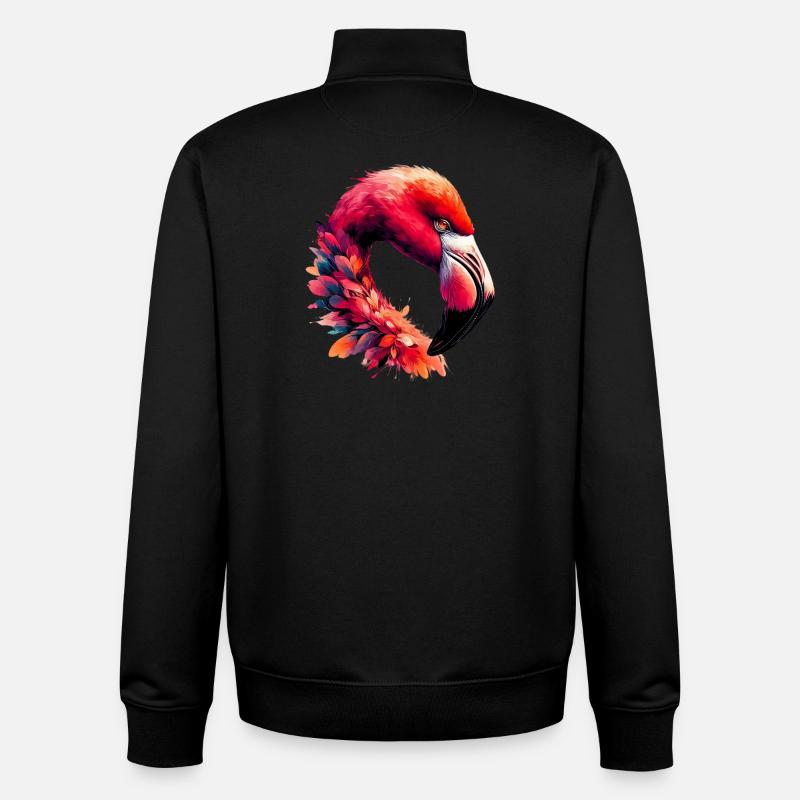 Flamingo - Unisex Organic Zip Sweatshirt by Stanley/Stella - black