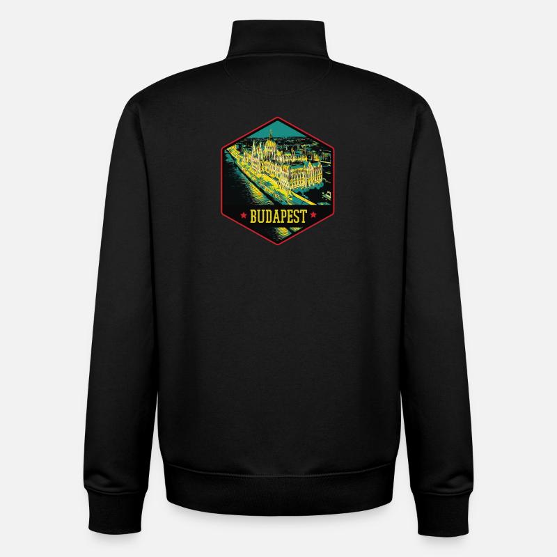 Illustration Nocturne Budapest Historique - Sweat zippé unisexe en coton bio Stanley/Stella - noir