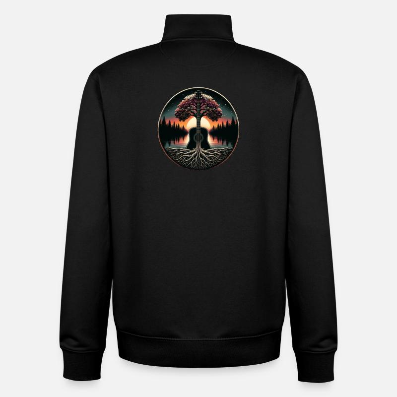 Abstrakte Gitarre im Wald - Unisex Organic Zip Sweatshirt von Stanley/Stella - Schwarz