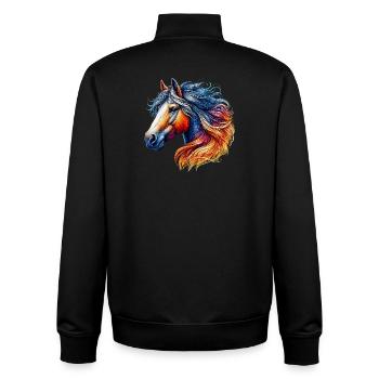 Cheval - Sweat zippé unisexe en coton bio Stanley/Stella - noir - Dos - AI Model Male 185 light (185cm)