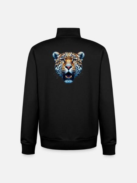 Léopard - Sweat zippé unisexe en coton bio Stanley/Stella - noir