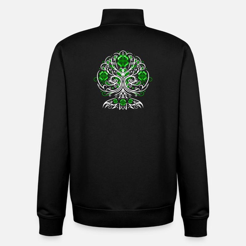 Arbre de vie de la Saint-Patrick avec des trèfles - Sweat zippé unisexe en coton bio Stanley/Stella - noir