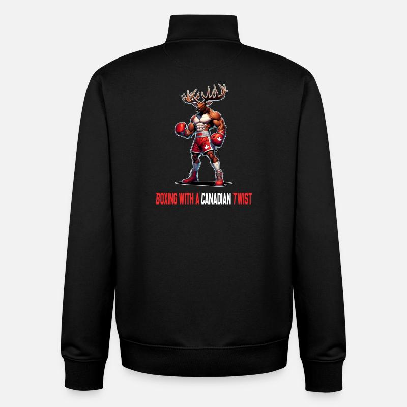 Canada elk box design - Unisex Organic Zip Sweatshirt by Stanley/Stella - black