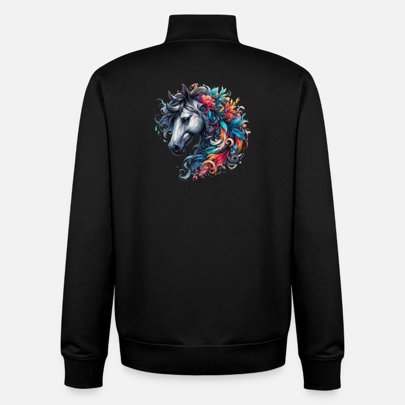 Pferd - Unisex Organic Zip Sweatshirt von Stanley/Stella - Schwarz
