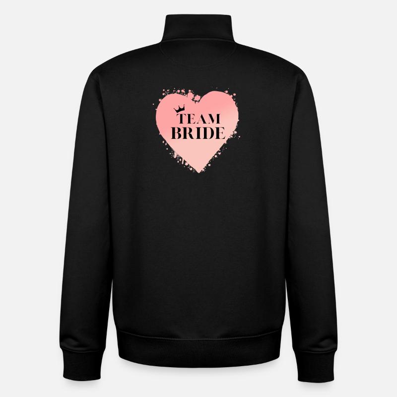 Team Bride Heart! Customisable - Unisex Organic Zip Sweatshirt by Stanley/Stella - black