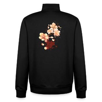 Graffiti de fleur de pêcher dans un ton pêche velouté - Sweat zippé unisexe en coton bio Stanley/Stella - noir - Dos - AI Model Male 185 light (185cm)