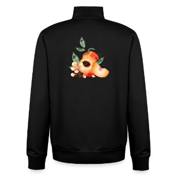 Pfirsichhälfte,Pfirsiche,Pfirsich,-blüten und keil - Unisex Organic Zip Sweatshirt von Stanley/Stella - Schwarz - Hinten - AI Model Male 185 light (185cm)