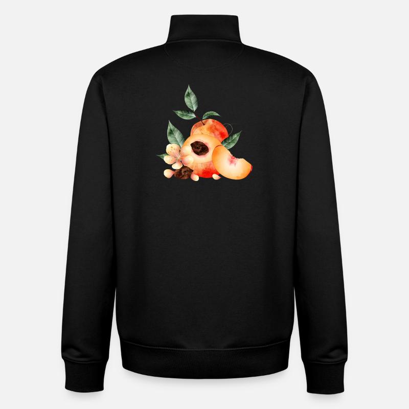 Pfirsichhälfte,Pfirsiche,Pfirsich,-blüten und keil - Unisex Organic Zip Sweatshirt von Stanley/Stella - Schwarz