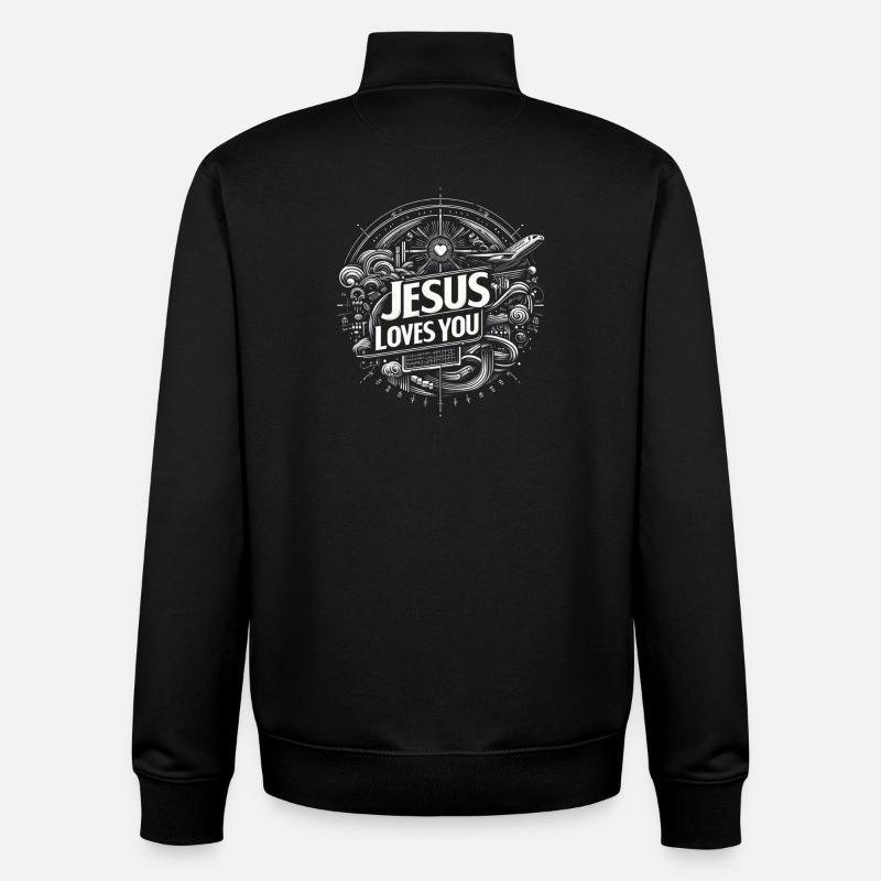 Jésus t’aime – Conception de cercles - Sweat zippé unisexe en coton bio Stanley/Stella - noir