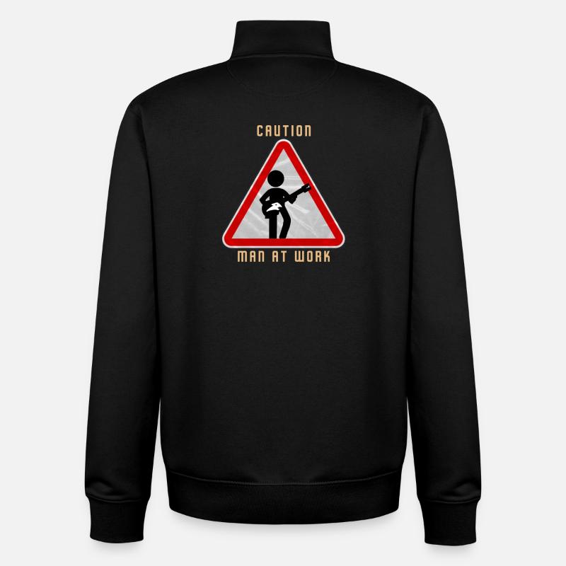 Caution MAN at work - Unisex Organic Zip Sweatshirt by Stanley/Stella - black