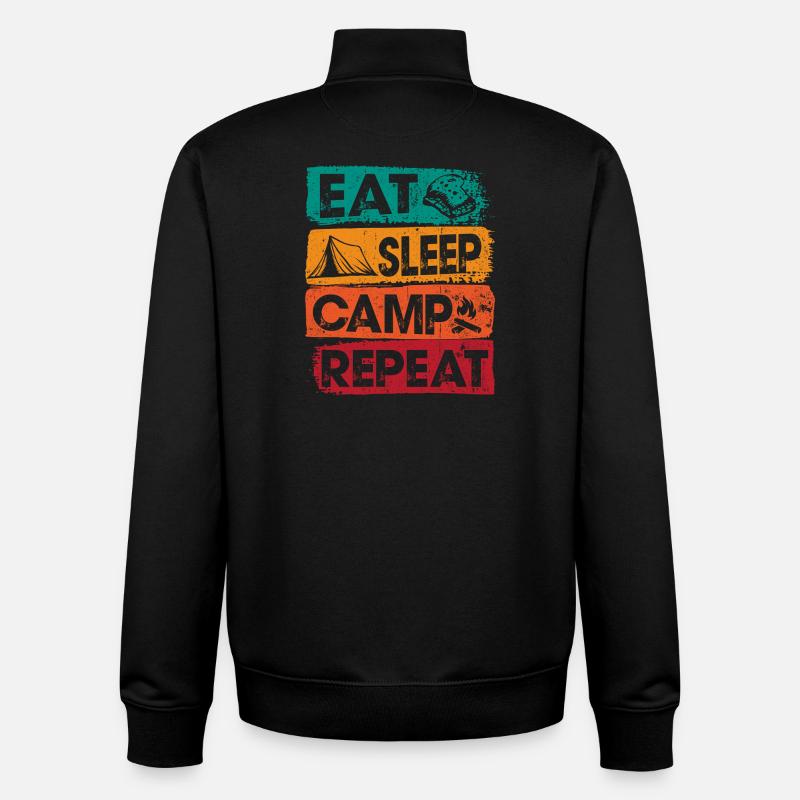 Eat Sleep Camp Repeat im Freien - Unisex Organic Zip Sweatshirt von Stanley/Stella - Schwarz