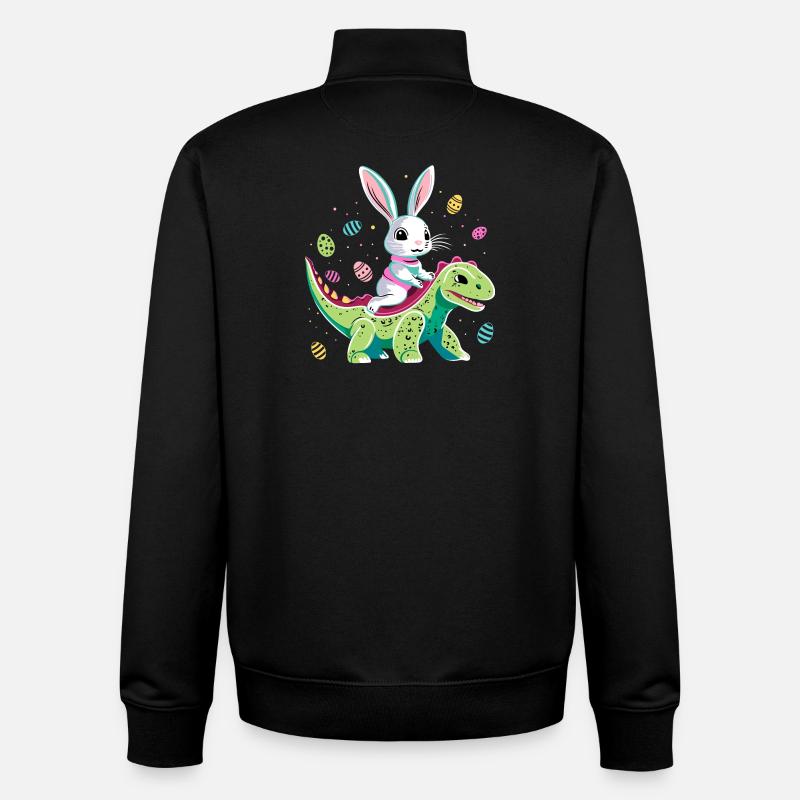 Lapin de Pâques Rides Dinosaure - Sweat zippé unisexe en coton bio Stanley/Stella - noir