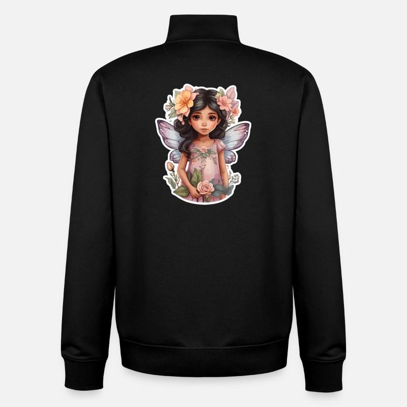 Petite fée avec des fleurs - Sweat zippé unisexe en coton bio Stanley/Stella - noir