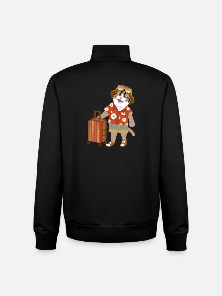 cat traveling mood - Unisex Organic Zip Sweatshirt by Stanley/Stella - black