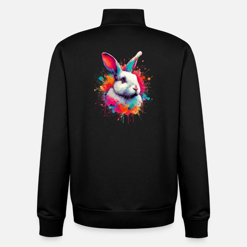 Lapin - Sweat zippé unisexe en coton bio Stanley/Stella - noir