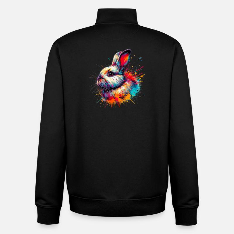 Lapin - Sweat zippé unisexe en coton bio Stanley/Stella - noir