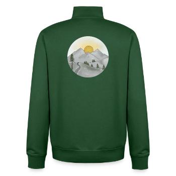 Mountain idyll at sunset in spring - Unisex Organic Zip Sweatshirt by Stanley/Stella - bottle green - Back - AI Model Male 185 dark (185cm)