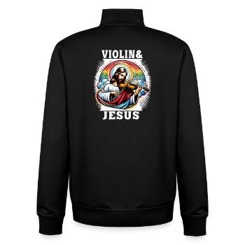 Violine und Jesus Christus Musik Design - Unisex Organic Zip Sweatshirt von Stanley/Stella - Schwarz - Hinten - AI Model Male 185 light (185cm)