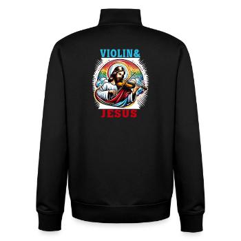 Violine und Jesus Christus Musik Design - Unisex Organic Zip Sweatshirt von Stanley/Stella - Schwarz - Hinten - AI Model Male 185 light (185cm)