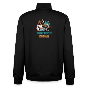 Violine flüstert Jesus Frieden Design - Unisex Organic Zip Sweatshirt von Stanley/Stella - Schwarz - Hinten - AI Model Male 185 light (185cm)