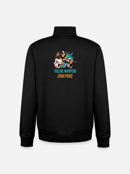 Violin whispers Jesus peace design - Unisex Organic Zip Sweatshirt by Stanley/Stella - black