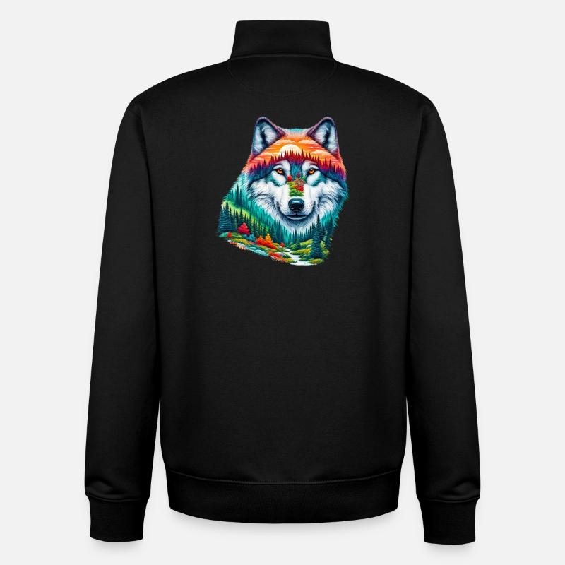 Loup - Sweat zippé unisexe en coton bio Stanley/Stella - noir