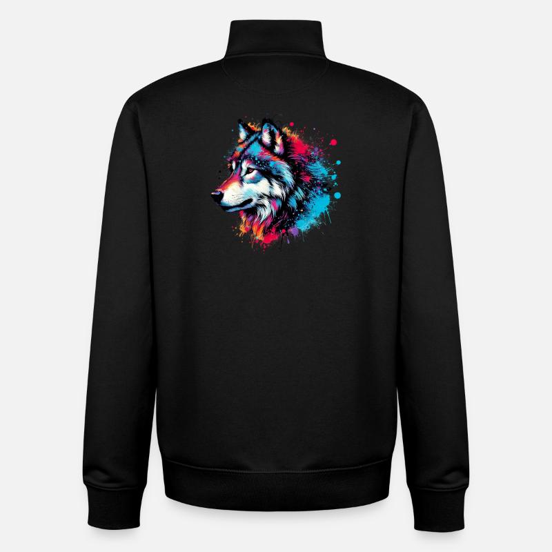 Wolf - Unisex Organic Zip Sweatshirt by Stanley/Stella - black