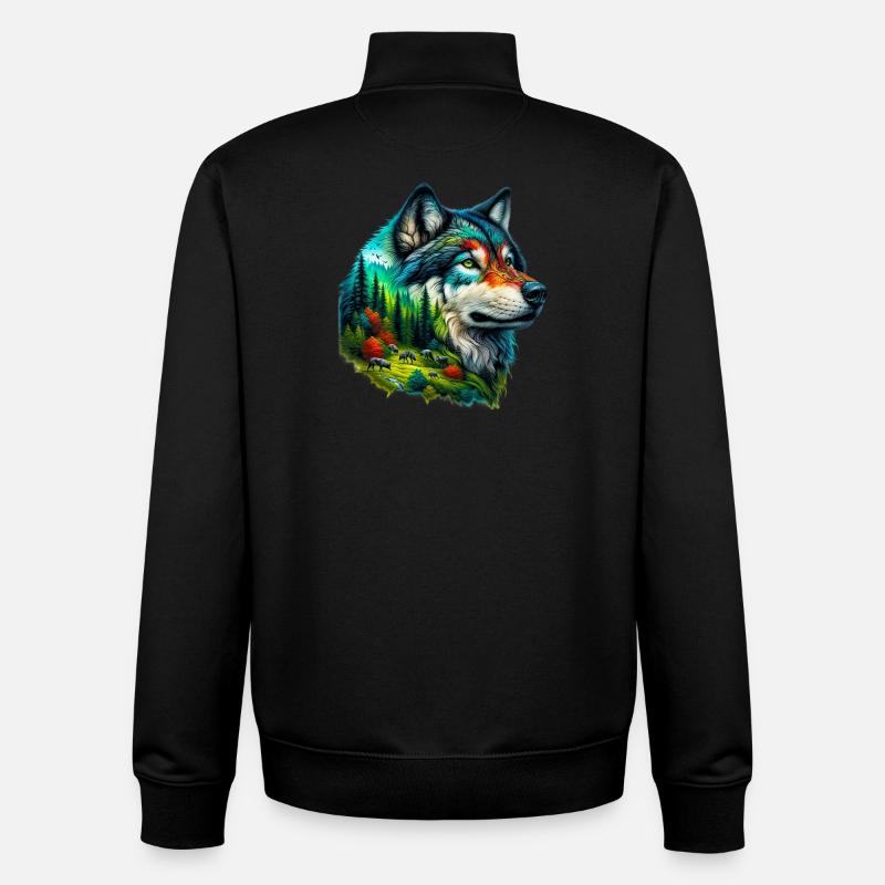 Loup - Sweat zippé unisexe en coton bio Stanley/Stella - noir